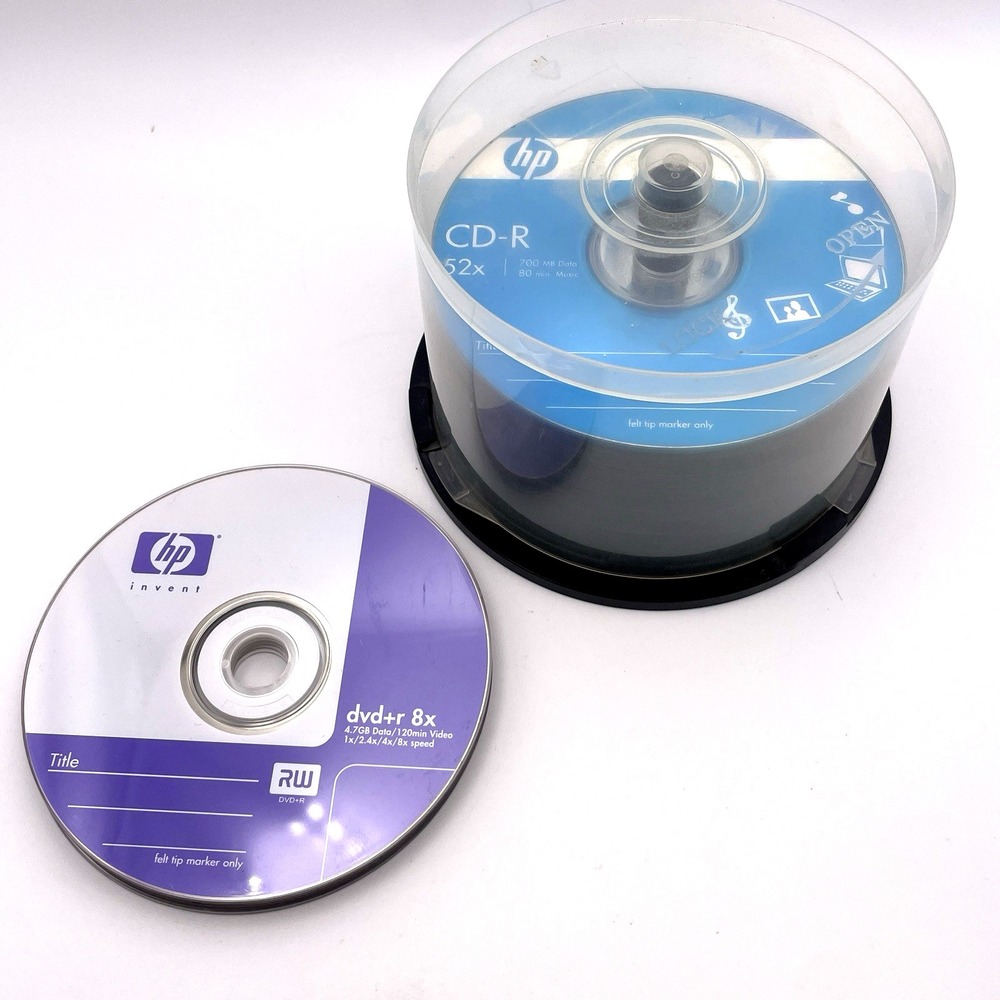 45 Pack HP CD-R 52x 700 MB Data 80 Min Music Photo Data Recording + (6) dvd-r 8x